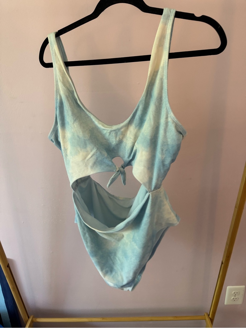 Celebrity Pink Light Blue Tie-Front One-Piece Swimsuit